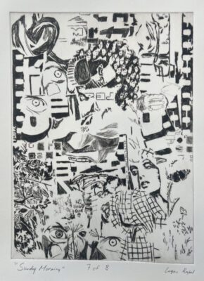 Drypoint print of collage